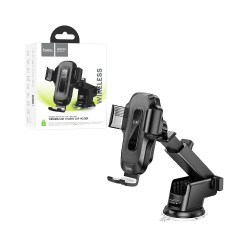 Hoco Car Phone Holder HW3 Wise with Automatic Wireless Charger Black Hoco Car Phone Holder HW3 Wise with Automatic Wireless Charger Black